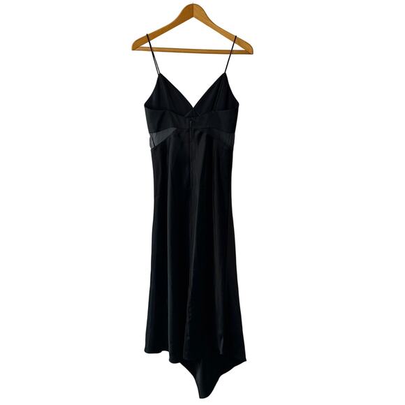 Alice + Olivia NWT Black Moriah Sheer Cutout Satin Midi Dress Size 2 - Picture 5 of 12